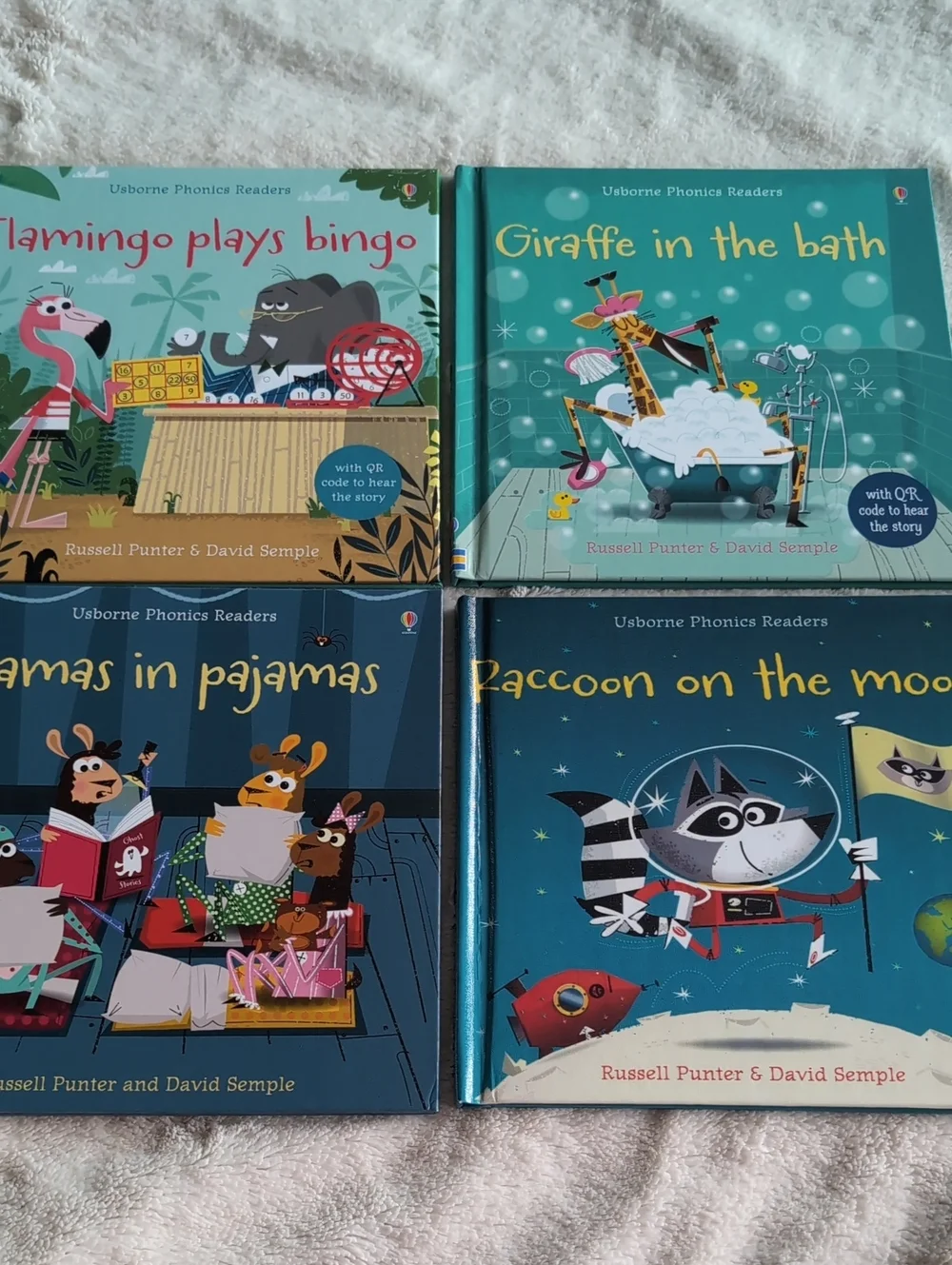 Set Of Four Fun Hardcover Usborne Phonics Readers Books